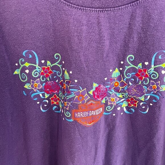 Harley Davidson Kids Girls Purple Tattoo Sleeve Shirt Large 12/14 Biker - Picture 2 of 11